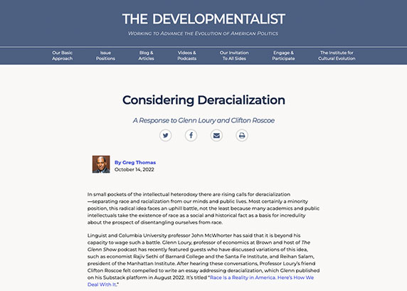 Considering Deracialization: A Response to Glenn Loury